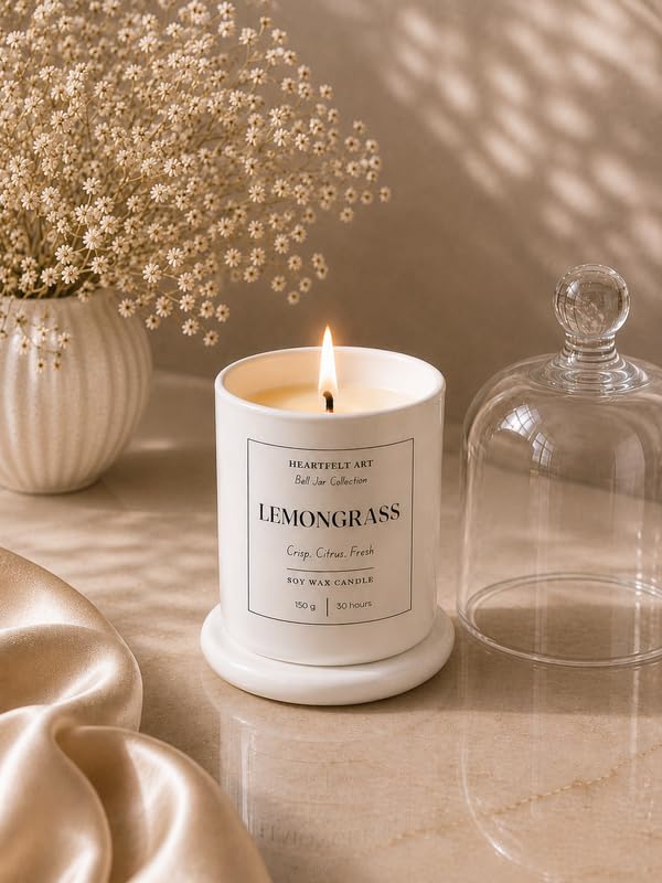 Lemongrass Bell Jar Candle for Refreshing Home Fragrance | Citrus